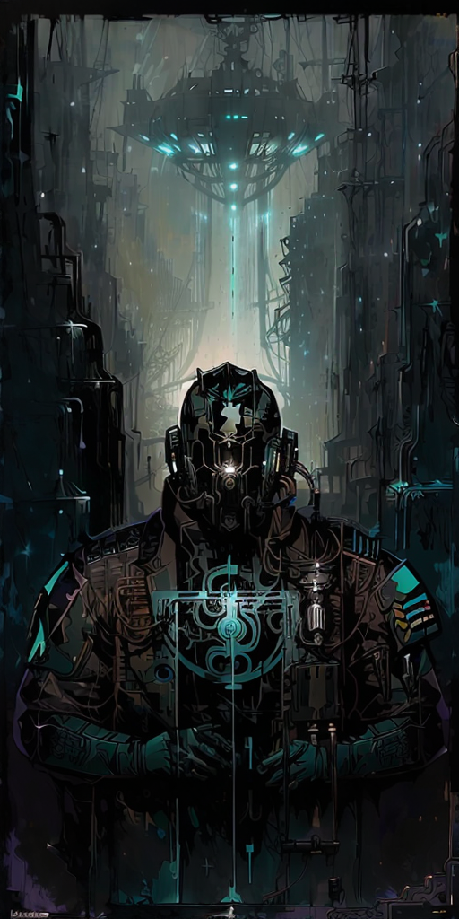 ((army commander), (special forces:1.1), teal color:1.2), ,  <lora:tarot card 512x1024:1>, dangerous depressing atmosphere...
